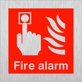 Brushed Aluminium Fire Alarm Sign - Square Brushed Aluminium Fire Alarm Sign - Square