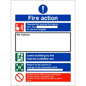 Fire Action Construction Site Notice Sign Fire Action Construction Site Notice Sign