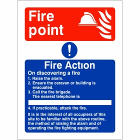 4 Point Fire Action Notice Sign For Caravans - On Discovering A Fire Fire Point Fire Action Sign 150 x 200mm