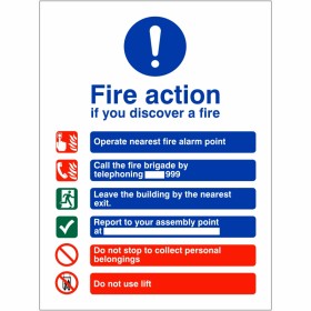 Fire Action Notice Sign - If You Discover A Fire If You Discover A Fire Action Sign 150 x 200mm