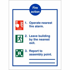 3 Point Fire Action Notice Sign 3 Point Fire Action Notice Sign