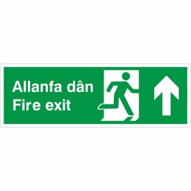 Fire Exit Arrow Up Sign in Welsh / English Fire Exit Arrow Up Sign in Welsh / English