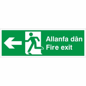 Fire Exit Arrow Left Sign in Welsh / English Fire Exit Arrow Left Sign in Welsh / English