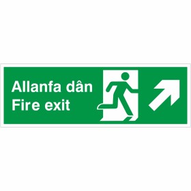 Fire Exit Arrow Up Right Sign in Welsh / English Fire Exit Arrow Up Right Sign in Welsh / English