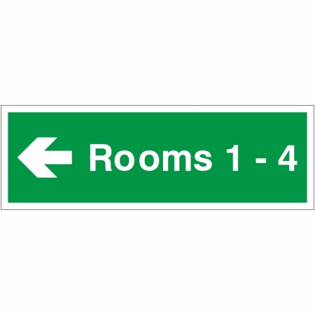 Rooms 1-4 (Arrow Left) Wayfinding Indicator Sign