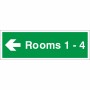 Rooms 1-4 (Arrow Left) Wayfinding Indicator Sign