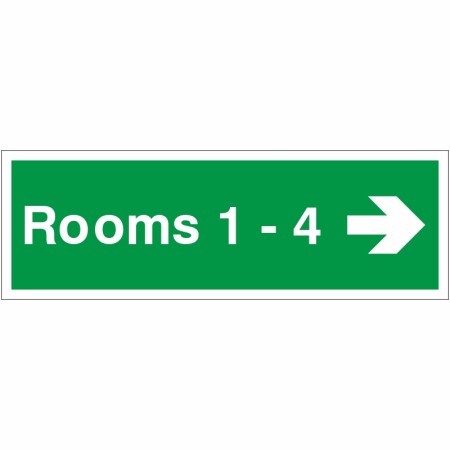 Rooms 1-4 (Arrow Right) Wayfinding Indicator Sign