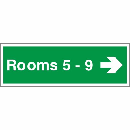 Rooms 5-9 (Arrow Right) Wayfinding Indicator Sign