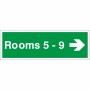 Rooms 5-9 (Arrow Right) Wayfinding Indicator Sign