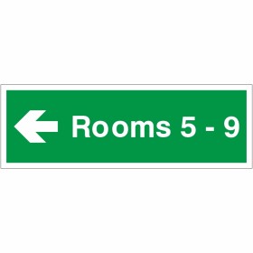 Rooms 5-9 (Arrow Left) Wayfinding Indicator Sign Rooms 5-9 (Arrow Left) Wayfinding Indicator Sign
