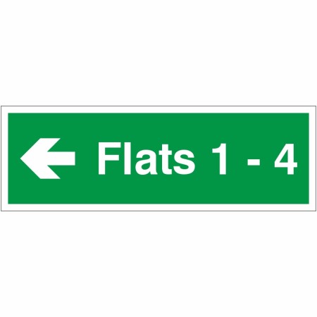 Flats 1-4 (Arrow Left) Wayfinding Indicator Sign