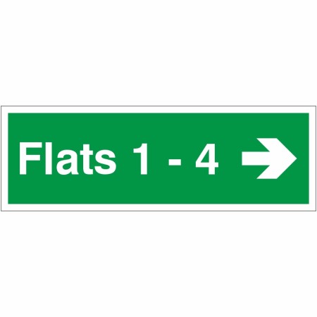 Flats 1-4 (Arrow Right) Wayfinding Indicator Sign