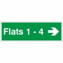 Flats 1-4 (Arrow Right) Wayfinding Indicator Sign