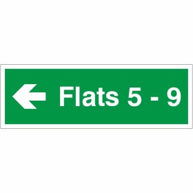 Flats 5-9 (Arrow Left) Wayfinding Indicator Sign Flats 5-9 (Arrow Left) Wayfinding Indicator Sign