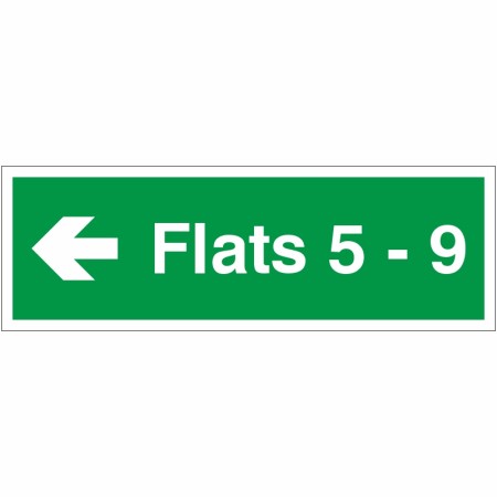 Flats 5-9 (Arrow Left) Wayfinding Indicator Sign