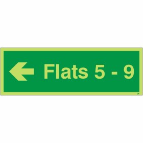 Glow in the Dark Flats 5-9 (Arrow Left) Wayfinding Sign Glow in the Dark Flats 5-9 (Arrow Left) Wayfinding Sign