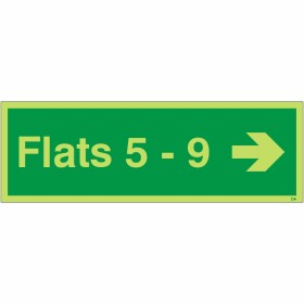 Glow in the Dark Flats 5-9 (Arrow Right) Wayfinding Sign Glow in the Dark Flats 5-9 (Arrow Right) Wayfinding Sign