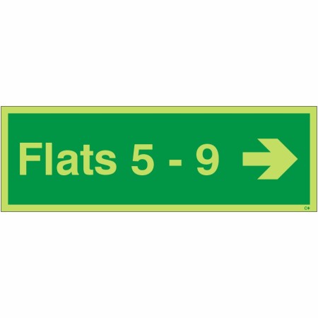 Glow in the Dark Flats 5-9 (Arrow Right) Wayfinding Sign