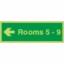 Glow in the Dark Rooms 5-9 (Arrow Left) Wayfinding Sign