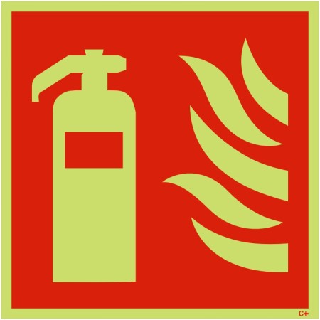 Glow in the dark fire extinguisher symbol safety sign