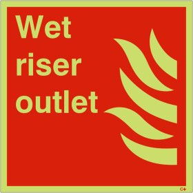 Wet Riser Outlet Glow In The Dark Sign Wet Riser Outlet Glow In The Dark Sign