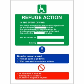 Fire Action Refuge Sign Fire Action Refuge Sign - 150mm x 200mm | Rainbow Safety
