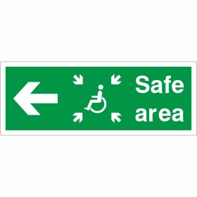 Safe Area Left Refuge Sign Safe Area Left Refuge Sign - 400mm x 150mm | Rainbow Safety