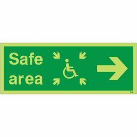 Glow In The Dark Arrow Right Safe Area Sign