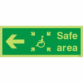 Glow In The Dark Arrow Left Safe Area Sign