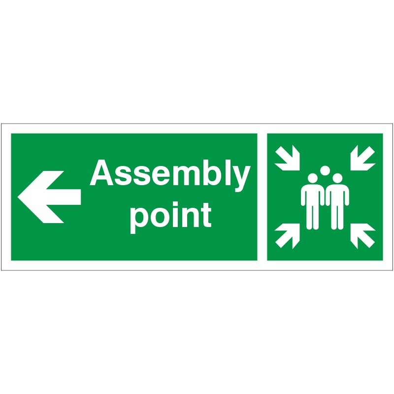 Assembly Point Arrow Left Sign | Rainbow Safety