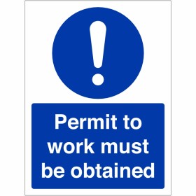 Permit To Work Must Be Obtained Sign - BS 5499 Compliant Permit To Work Must Be Obtained Sign