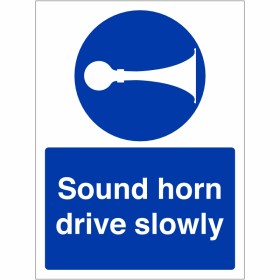 Sound Horn Drive Slowly Sign - BS 5499 Compliant Sound Horn Drive Slowly Sign