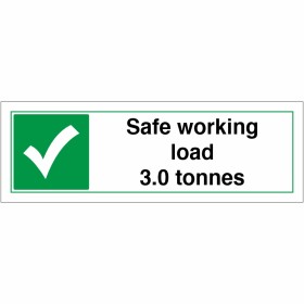 Safe Working Load 3.0 Tonnes Sign Safe Working Load 3.0 Tonnes Sign
