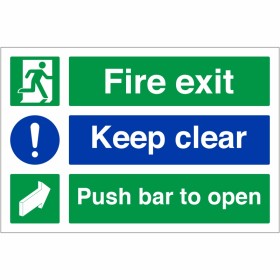 Fire Exit Keep Clear Push Bar To Open Sign Fire Exit Keep Clear Push Bar To Open Sign