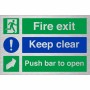 Fire Exit Keep Clear Push Bar To Open Sign