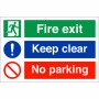 Fire Exit Keep Clear No Parking Sign