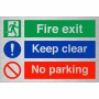 Fire Exit Keep Clear No Parking Sign