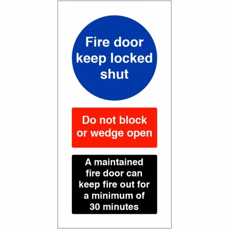 Fire Door Keep Locked Shut - A Maintained Fire Door Sign