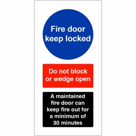 Fire Door Keep Locked - A Maintained Fire Door Sign Fire Door Keep Locked - A Maintained Fire Door Sign