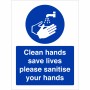 Clean Hands Save Lives Please Sanitise Your Hands Hygiene Sign