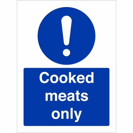 Cooked Meats Only Sign - 150mm x 200mm