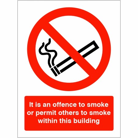 It Is An Offence To Smoke Or Permit Others To Smoke In This Building Sign