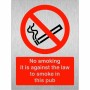 No Smoking It Is Against The Law To Smoke In This Pub Sign