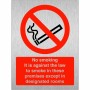 No Smoking It Is Against The Law To Smoke In These Premises Except In Designated Rooms Sign
