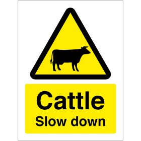 Caution Cattle Slow Down Sign