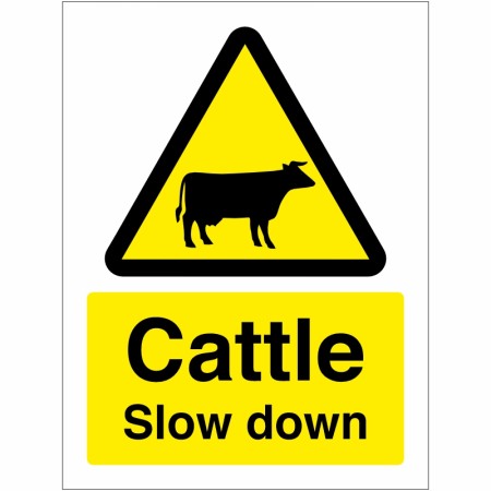 Caution Cattle Slow Down Sign