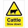 Caution Cattle Slow Down Sign