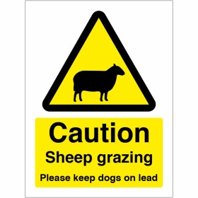 Caution Sheep Grazing Please Keep Dogs On Lead Sign
