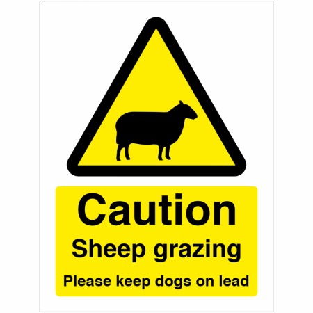 Caution Sheep Grazing Please Keep Dogs On Lead Sign