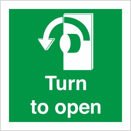 Turn To Open Anti Clockwise Instruction Sign